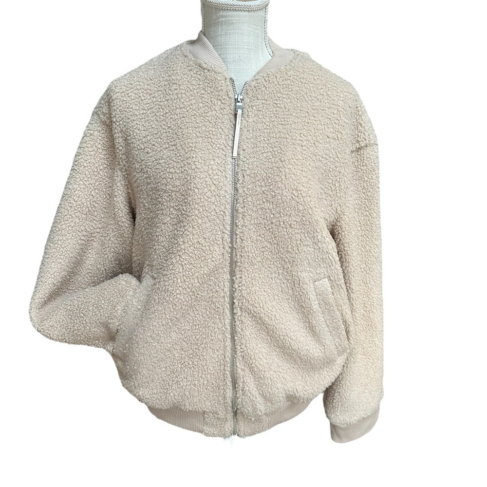 Avec‎ Les Filles Womens Cream Faux Fur Teddy Jacket Size Small NWT